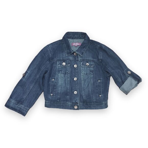 Ci Sono Dark Wash Cropped Denim Jean Jacket Faded US M - Picture 1 of 6